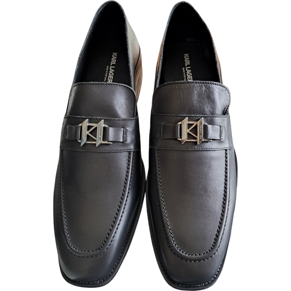 Karl Lagerfeld Other - Karl Lagerfeld Paris Men's Black Leather Slip-On Loafers New Size 11.5